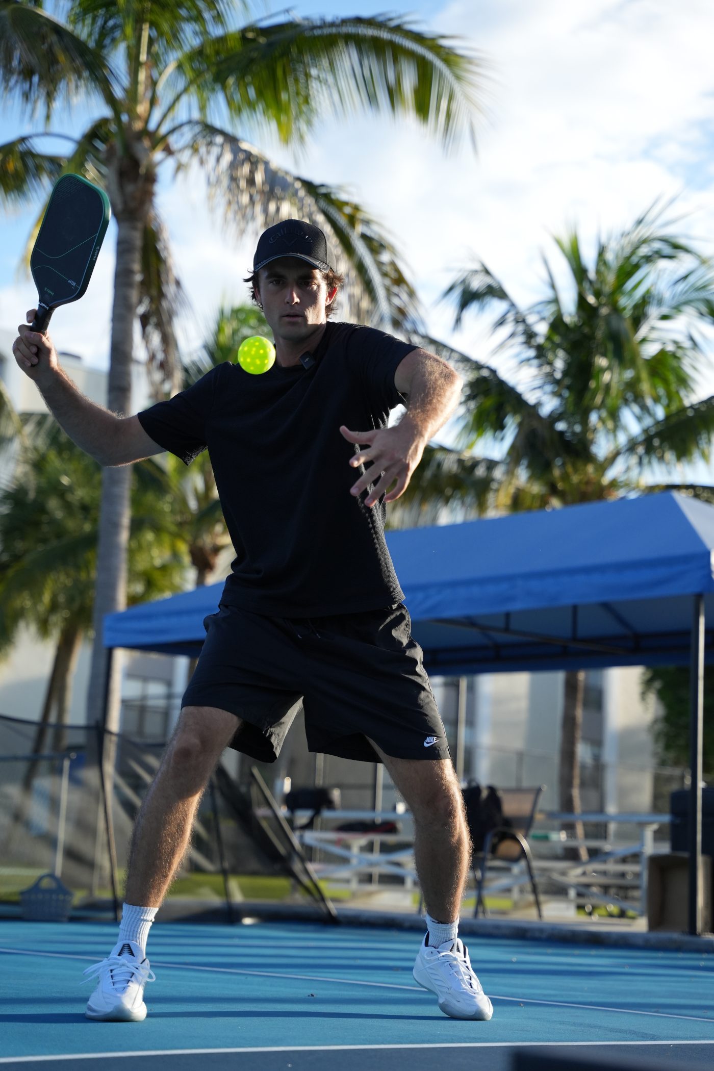 Player hitting with the RPM Jade paddle